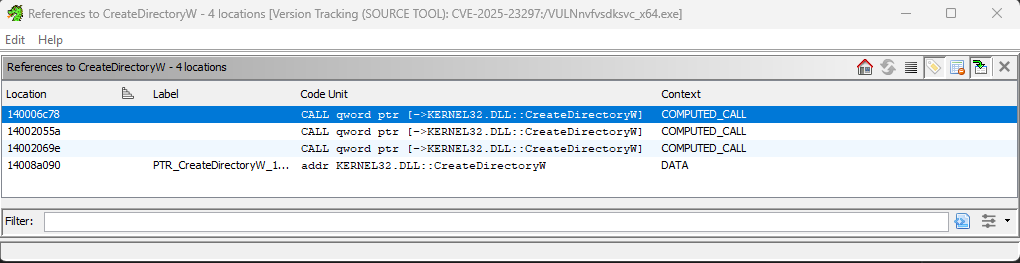 Vulnerable version references